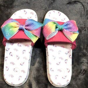 JoJo Shoes Sequence Slides Size 2-3 Youth Rainbow Pink Sandles